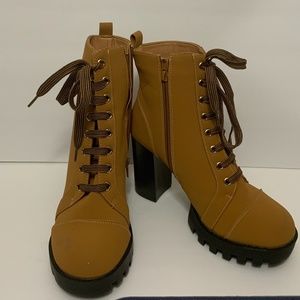 Tan combat booties